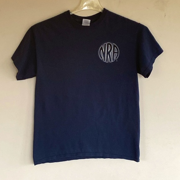 Gildan Men M Ultra Cotton Navy Graphic NRA Second Amendment Short-Sleeve Tee - Picture 1 of 4